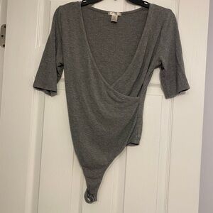 Bozzolo Gray Ribbed Bodysuit